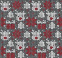 Knitted Christmas and New Year pattern. Wool Knitting Sweater Design. Wallpaper wrapping paper textile print. Eps 10 vector