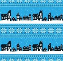 Knitted Christmas and New Year pattern. Wool Knitting Sweater Design. Wallpaper wrapping paper textile print. vector