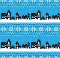 Knitted Christmas and New Year pattern. Wool Knitting Sweater Design. Wallpaper wrapping paper textile print. vector