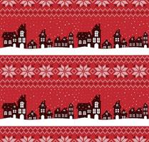 Knitted Christmas and New Year pattern. Wool Knitting Sweater Design. Wallpaper wrapping paper textile print. vector