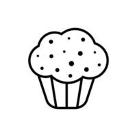 Outline, simple vector cupcake icon isolated on white background.