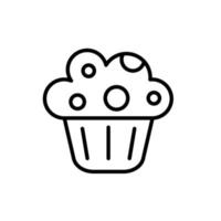 Outline, simple vector cupcake icon isolated on white background.