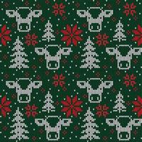 Knitted Christmas and New Year pattern in cow. Wool Knitting Sweater Design. Wallpaper wrapping paper textile print. Eps 10 vector