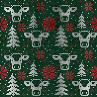 Knitted Christmas and New Year pattern in cow. Wool Knitting Sweater Design. Wallpaper wrapping paper textile print. Eps 10 vector