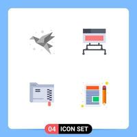 4 Thematic Vector Flat Icons and Editable Symbols of art data origami connection server Editable Vector Design Elements