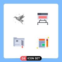 4 Thematic Vector Flat Icons and Editable Symbols of art data origami connection server Editable Vector Design Elements