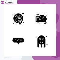 Set of 4 Modern UI Icons Symbols Signs for encryption comment eco battery copy Editable Vector Design Elements