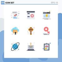 Set of 9 Modern UI Icons Symbols Signs for computing up management arrow notification Editable Vector Design Elements