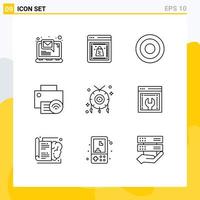 9 Creative Icons Modern Signs and Symbols of accessories hardware basic gadget computers Editable Vector Design Elements