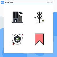 4 Creative Icons Modern Signs and Symbols of building safety eco summer shield Editable Vector Design Elements