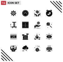 16 Thematic Vector Solid Glyphs and Editable Symbols of birth time laboratory delivery insurance Editable Vector Design Elements