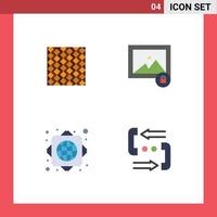 Pack of 4 Modern Flat Icons Signs and Symbols for Web Print Media such as tile photo square wall global network Editable Vector Design Elements