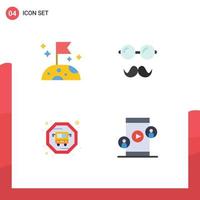 Pack of 4 creative Flat Icons of moon business avatar specs technology Editable Vector Design Elements