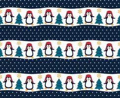 Knitted Christmas and New Year pattern in penguin esp 10 vector