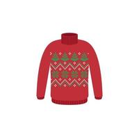 Vector ugly sweaters for Christmas party. Knitted jumpers with winter patterns esp