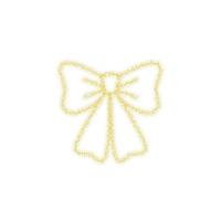 Christmas golden bow decoration of gold glitter shining sparkles on white transparent background. Vector glittering shine bow for Christmas or New Year design template