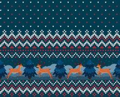 Knitted Christmas and New Year pattern. Wool Knitting Sweater Design. Wallpaper wrapping paper textile print. Eps 10 vector