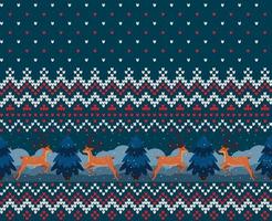 Knitted Christmas and New Year pattern. Wool Knitting Sweater Design. Wallpaper wrapping paper textile print. Eps 10 vector