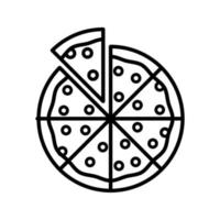 Outline, simple vector pizza icon isolated on white background.