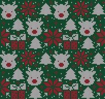 Knitted Christmas and New Year pattern. Wool Knitting Sweater Design. Wallpaper wrapping paper textile print. Eps 10 vector