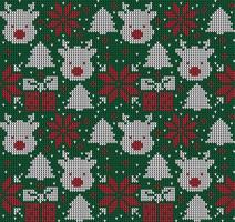 Knitted Christmas and New Year pattern. Wool Knitting Sweater Design. Wallpaper wrapping paper textile print. Eps 10 vector