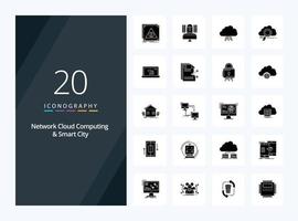 20 Network Cloud Computing And Smart City Solid Glyph icon for presentation vector