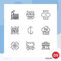 Stock Vector Icon Pack of 9 Line Signs and Symbols for guarani seo speech contact remarketing mobile Editable Vector Design Elements