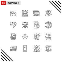 16 Universal Outline Signs Symbols of search development banking develop finance Editable Vector Design Elements