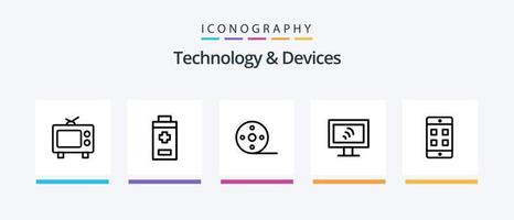Devices Line 5 Icon Pack Including . media. photo. television. picture. Creative Icons Design vector