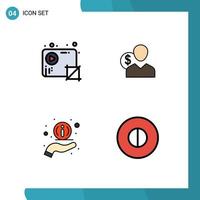 Universal Icon Symbols Group of 4 Modern Filledline Flat Colors of audio finance production user person Editable Vector Design Elements