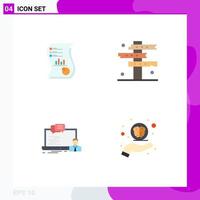 Pack of 4 creative Flat Icons of audit road data report west Editable Vector Design Elements