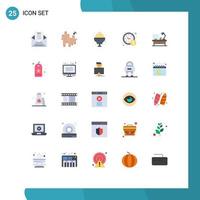 Mobile Interface Flat Color Set of 25 Pictograms of bookmark office table food lamp business Editable Vector Design Elements