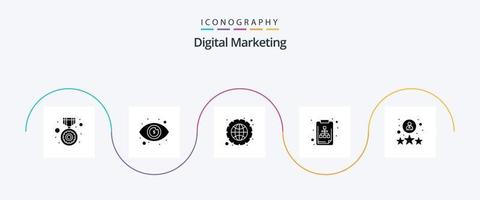 paquete de iconos de glifo 5 de marketing digital que incluye estrella. expediente. gestión de datos. documento. archivo vector