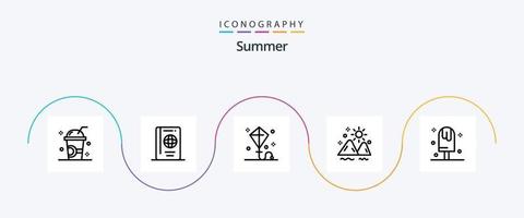 paquete de iconos de la línea 5 de verano que incluye exteriores. paisaje. turista. juguete. cometa vector