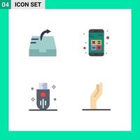 Pack of 4 creative Flat Icons of mail memory add calculator stick Editable Vector Design Elements