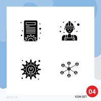 4 Creative Icons Modern Signs and Symbols of content management maintenance carpenter worker internet Editable Vector Design Elements