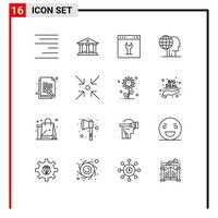 Universal Icon Symbols Group of 16 Modern Outlines of paper outsource interface marketing finance Editable Vector Design Elements