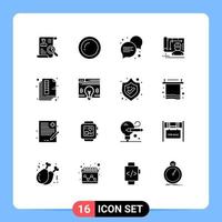 16 User Interface Solid Glyph Pack of modern Signs and Symbols of page engineer giving design architecture Editable Vector Design Elements