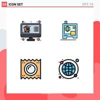 Set of 4 Modern UI Icons Symbols Signs for buy health display printing medicine Editable Vector Design Elements
