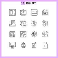 16 Universal Outline Signs Symbols of box email message thanks day calendar Editable Vector Design Elements