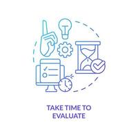 Take time to evaluate blue gradient concept icon vector