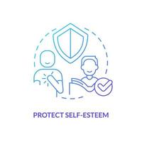 Protect self-esteem blue gradient concept icon vector