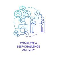 Complete self challenge activity blue gradient concept icon vector