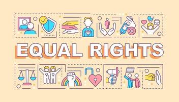 Equal rights word concepts yellow banner. LGBT community. Infographics with editable icons on color background. Isolated typography. Vector illustration with text