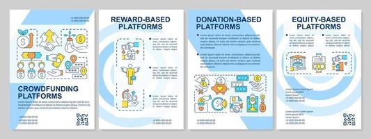 Crowdfunding services blue brochure template vector