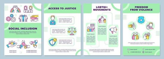 LGBT community programs brochure template. Support LGBTQ. Leaflet design with linear icons. Editable 4 vector layouts for presentation, annual reports