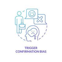 Trigger confirmation bias blue gradient concept icon vector