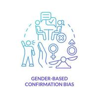 Gender-based confirmation bias blue gradient concept icon vector