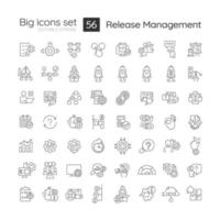 conjunto de iconos grandes lineales de gestión de lanzamiento vector