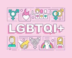 LGBTQI word concepts pink banner. Community. Gender identity. Infographics with editable icons on color background. Isolated typography. Vector illustration with text